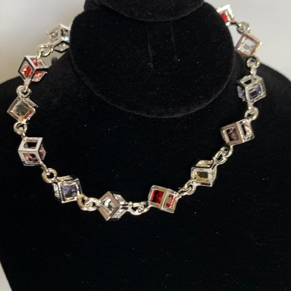 🥰Silver925 Multicolor Stone Cube Bracelet - Picture 8 of 11